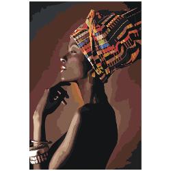 Set de pictura pe numere 40×60 cm – Femeie africana, panza de bumbac pe rama de lemn 1193 imagine 2022