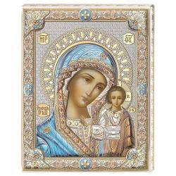Icoana de argint Maica Domnului de la Kazan, color, 12x16 cm 81356 3LCOL