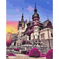 Set de pictura pe numere 50x40 cm - Castelul Peles din Romania, panza pe rama de lemn GX32322