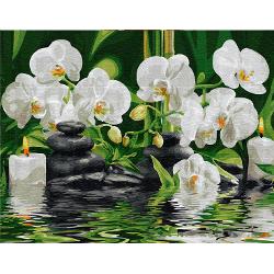 Set de pictura pe numere 40×50 cm – Serenitate si orhidee, panza pe rama de lemn GX29693 imagine 2022