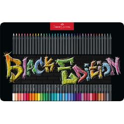 Creioane colorate Faber-Castell, 36 de culori, in cutie metalica, Black Edition 116437
