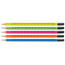 Creion grafit, HB, cu radiera, culori neon, cu grafica rigla, Jolly 1700-0045
