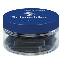 Patron / rezerve de cerneala pentru stilou, 30 de bucati la borcan de plastic, albastru, Schneider 512345