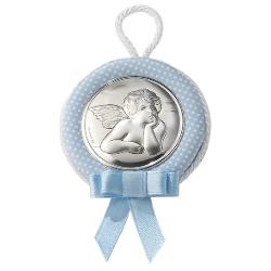 Medalion pentru patut, albastru, din argint, ingerul pazitor, 6.5 cm 10493 1c