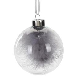Decoratiune de Craciun, glob transparent cu pene, 8 cm ABR520720