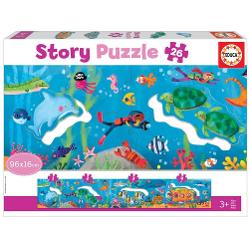 Puzzle cu 26 de piese Educa - Story puzzle underwater world 18902
