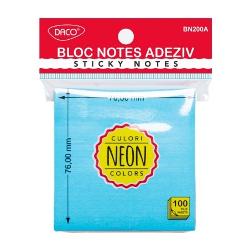 Bloc Notes Adeziv 76X76 Albastru Neon Daco Bn200A
