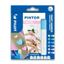 Set cu 6 markere Pilot Pintor Pastel Mix, varf Mediu PS6 0517474