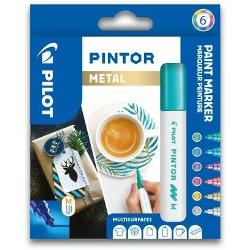 Set cu 6 markere Pilot Pintor Metal Mix, varf Mediu PS6 0517450