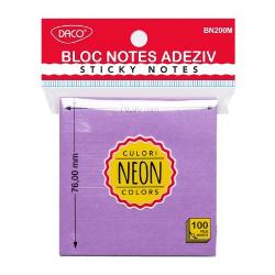 Bloc Notes Adeziv 76x76 mm Mov Neon Daco BN200M