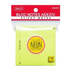 Bloc Notes Adeziv 76x76 mm Verde Neon Daco BN200V