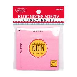 Bloc Notes Adeziv 76x76 mm Fucsia Neon Daco BN200F