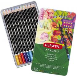 Creioane colorate Derwent Academy cutie metalica 12 buc set 2301937