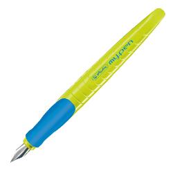 Stilou Herlitz My.Pen, cu penita M, cu o rezerva de cerneala inclusa, lemon cu albastru, la blister HZ10999779