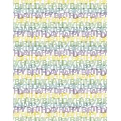 Hartie pentru impachetat cadouri, 70x100 cm, Happy Birthday Pastel, Artebene A182254 