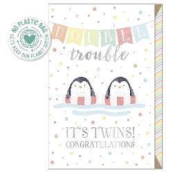 Felicitare Bebe Pinguini Twins, B6, Artebene A124701