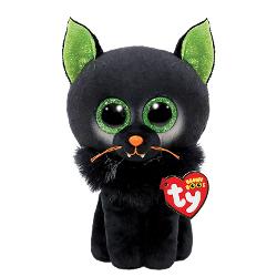 Jucarie de plus TY Beanie Boos - Olander Pisica neagra cu verde, 15 cm TY36497