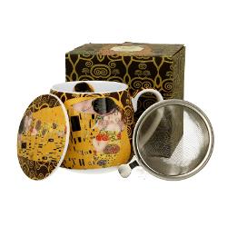 Cana cu capac si infuzor metalic Klimt The Kiss, 430 ml 5933397