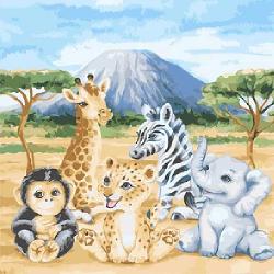 Set Creativ de pictat Pictura pe numere, Safari Animals, 30x30cm, Craft Buddy