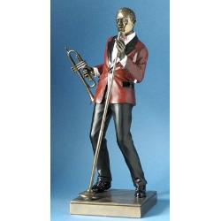Statueta Polystone - Jazz, solist trompetist in rosu 29cm wu76546