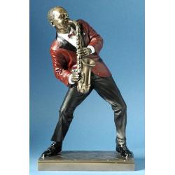 Statueta Polystone - Jazz, saxofonist in rosu 26cm wu76545