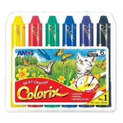 Creioane cerate AMOS, 6 culori in cutie din PVC C3616