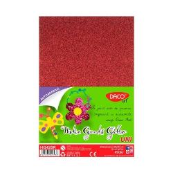 Hartie gumata autoadeziva glitter, 20x30 cm, 10 coli, rosu Daco HG420R