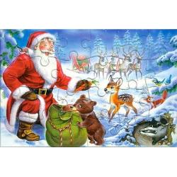 Puzzle cu 24 de piese Castorland - carte postala Santa and The Bear