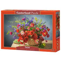 Puzzle 500 piese bouquet with puppies 53506