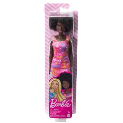 Papusa Barbie creola cu par afro si cu rochita roz MTGBK92 HGM58