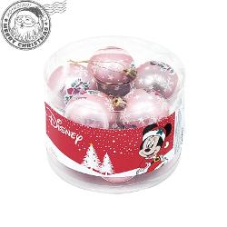 Set cu 10 globuri pentru brad, diametru 6 cm, Craciun Minnie Mouse, roz AWD14012