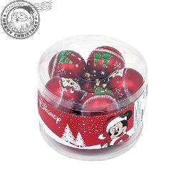 Set cu 10 globuri pentru brad, 6 cm diametru, Craciun Mickey Mouse, rosii AWD13422