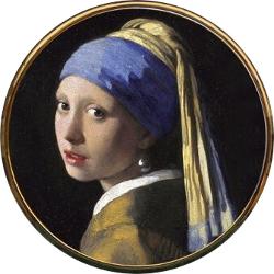 Oglinda dubla pentru poseta, Vermeer, The girl with the pearl earring, 7 cm M28VE