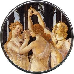 Oglinda dubla pentru poseta, Botticelli, Primavera 7 cm M11BO