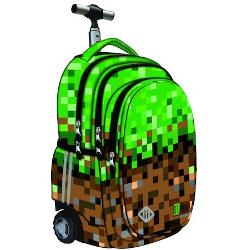 Ghiozdan Troller cu 3 compartimente, 44 cm, St Right colectia PX Minecraft MJ265698