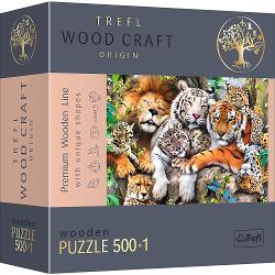 Puzzle cu 500+1 piese, din lemn, trefl - felinele din jungla 20152