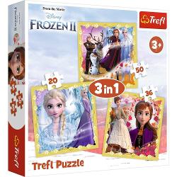 Puzzle 3 in 1 cu 50, 36 si 20 de piese, Trefl - Frozen 2 Ana Si Elsa 34847