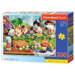 Puzzle de 200 piese cu Napping Kittens Puzzle-ul are dimensiunile 40 x 29 cm Pentru varste peste 7 ani
