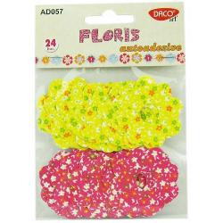 24 bucati flori textile;dimensiuni aprox 5 cm