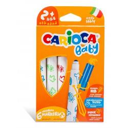 Carioca 6 Culori Baby Carioca•  carioca pe baz&259; de ap&259;•  6 culori capac ventilat vârf 