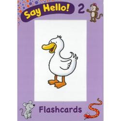 Level 2 Pack of 57 A5 double-sided full-colour flashcards featuring numbers colours characters and vocabulary from Say Hello Level 1 on one side and words on the other