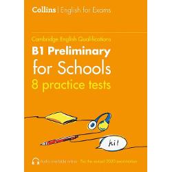 All the practice you need for a top score in the Cambridge English B1 Preliminary for Schools qualificationWith the realistic test papers and helpful advice in Collins Practice Tests for B1 Preliminary for Schools PET for Schools you will feel confident and fully prepared for what to expect on the day of the test It contains• 8 complete practice tests fully updated for the revised 2020 exam specification• Answer keys and model answers• 