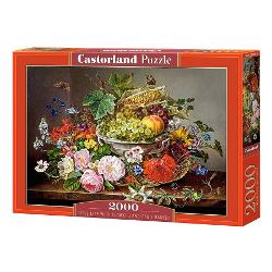Puzzle 2000 piese still life with flowers and fruit basket 200658 image