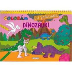 Varsta recomandata 5-10 aniFoloseste unul dintre sabloanele incluse pentru a desena conturul dinozaurului favorit pe una din cele 16 pagini cu decor din carte Apoi coloreaza pagina 
