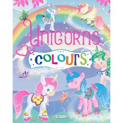 Carte de colorat Unicorns Colours - mov