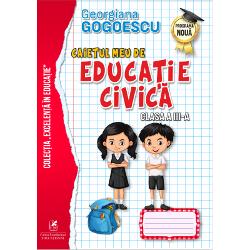 CAIETUL MEU DE EDUCATIE CIVICA CLASA a III-a este un auxiliar didactic un instrument util cadrului didactic dar mai ales elevului fiind parte componenta a unui grupaj de lucrari alcatuite coerent sprijinindu-se pe recomandarile Ministerului Educatiei si Cercetarii cuprinse in programele de invatamant si metodologiile didactice diseminate in cadrul inspectoratelor scolare si cercurilor pedagogice la care s-au adaugat experienta si competenta autoareiAuxiliarul cuprinde un 