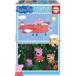 Puzzle-ul din lemn pentru copii cu motivul purcelu&537;ei simpatice Peppa Pig este potrivit pentru copii de la 4 ani Fiec&259;rui copil îi place un puzzle cu motiv vesel &537;i colorat Ambalajul acestui puzzle pentru copii include un set de dou&259; imagini din seria animat&259; Peppa Pig care le plac multor copii Fiecare imagine este compus&259; din 16 piese de 