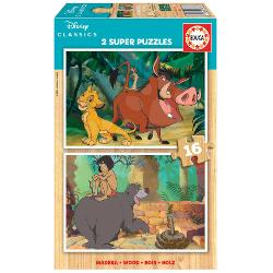 Puzzle-ul din lemn pentru copii Disney Classics Jungle Book de la produc&259;torul spaniol Educa este cadoul ideal pentru to&539;i b&259;ie&539;ii &537;i fetele de la vârsta de 3 ani Pe cei mici îi a&537;teapt&259; 2 imagini cu personajele lor preferate Disney- Regele Leu &537;i Cartea Junglei Dup&259; asamblarea puzzle-ului acesta se poate plia &537;i a&537;eza înapoi în cutie Jocul copiilor cu 