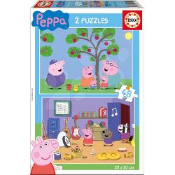 Puzzle-ul Educa pentru copii cu motivul purcelu&537;a Peppa Pig este un puzzle popular pentru copii de la vârsta de 5 ani Ambalajul con&539;ine 2x48 piese Fiecare pies&259; a puzzle-ului este format&259; din carton de înalt&259; calitate care este solid&259; rezistent&259; &537;i dup&259; asamblarea 