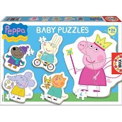 Puzzle Baby Peppa Pig 1 include 5 puzzle-uri a cate 3 4 si 5 piese Pentru cei cu varste intre 2 si 4 ani 